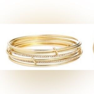 Kate Spade Gold and White Crystal Stacked Bangle Bracelet
